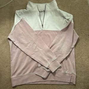 quarter zip pink and white